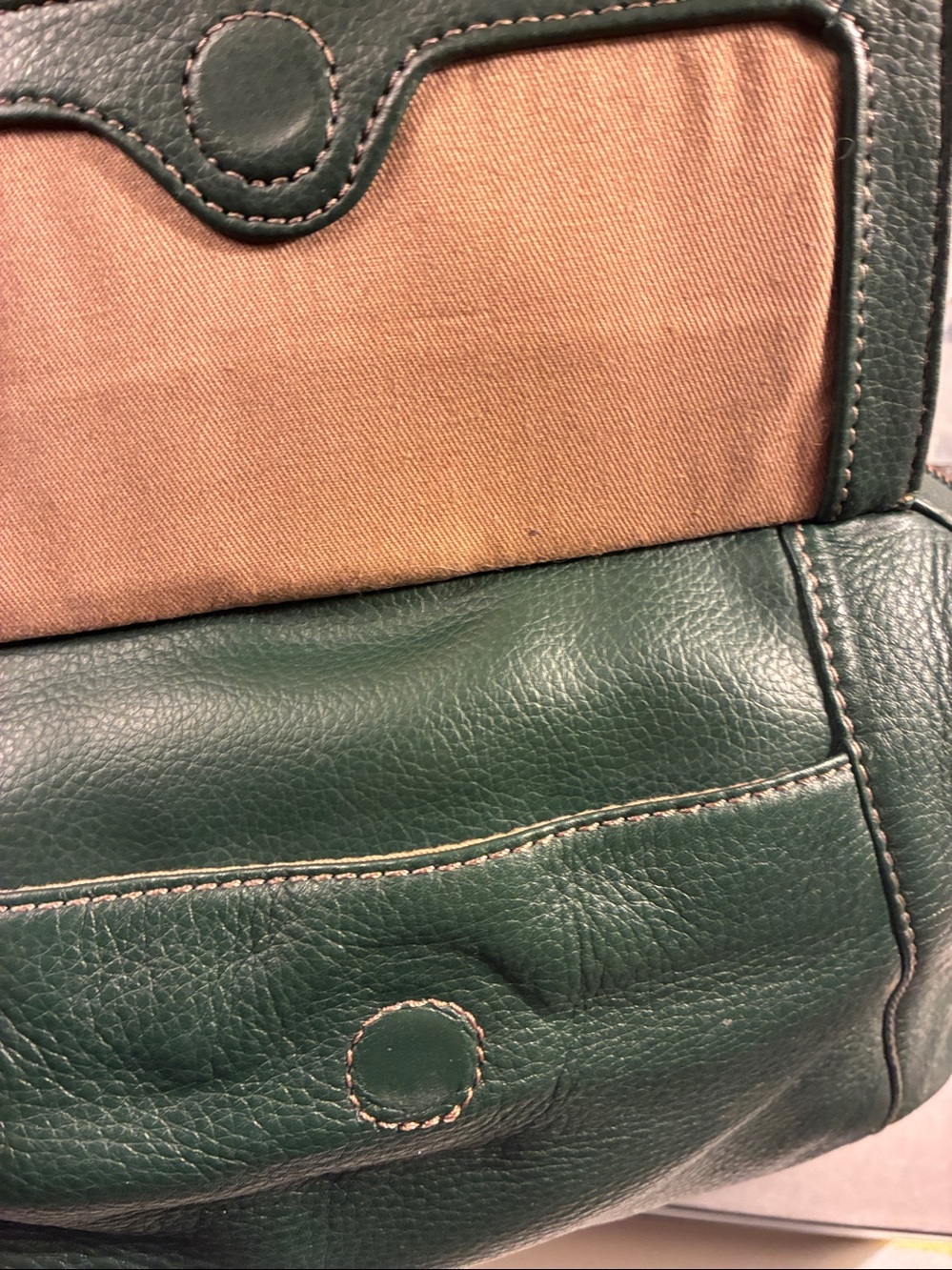 Vintage Liz Claiborne Dark Green Leather Top-Handle Satchel with Gold Hardware - Picture 5 of 15